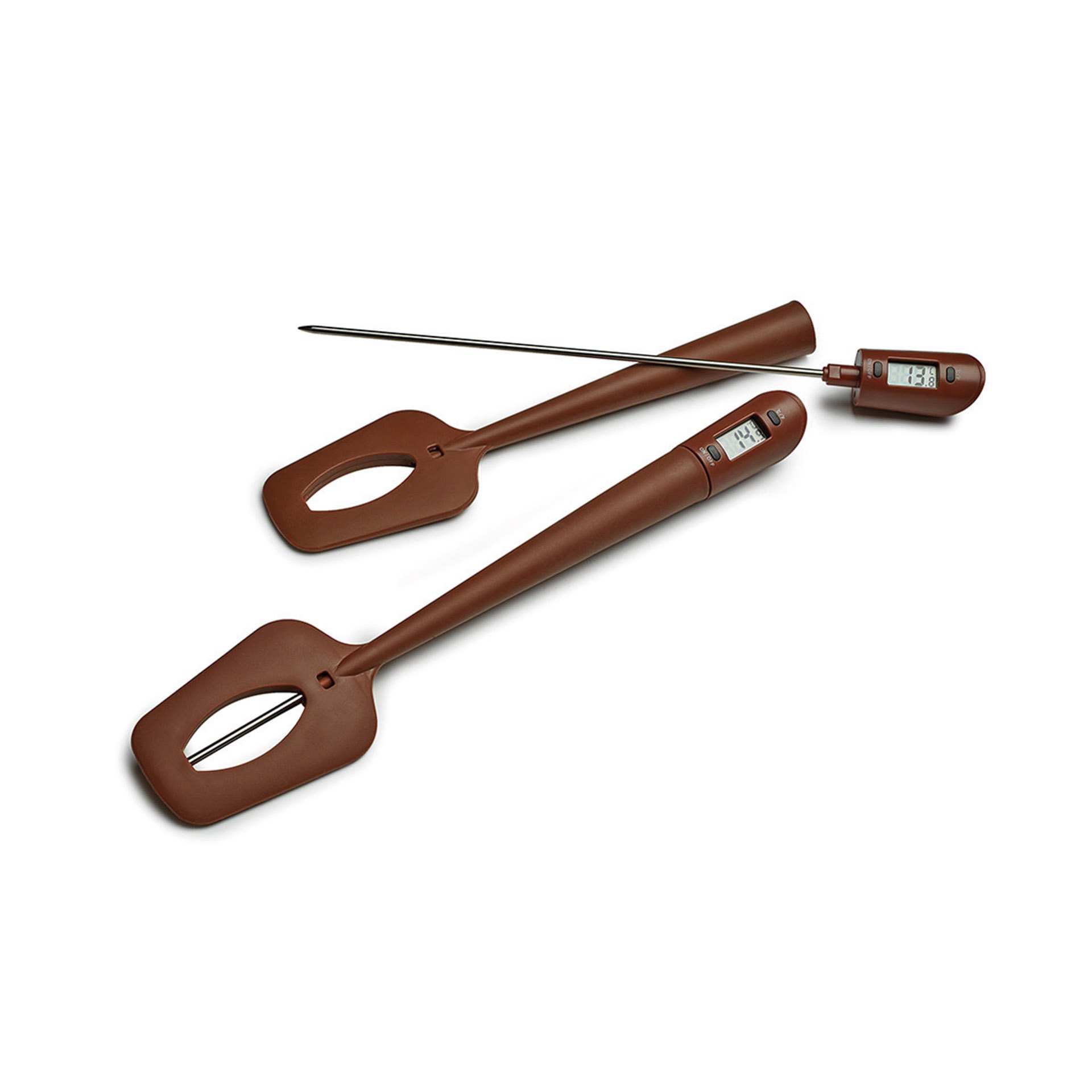 Stielschaber - mit Thermometer - Abm. 32,0 x 6,5 x 1,0 cm - Silikon - 160015-C