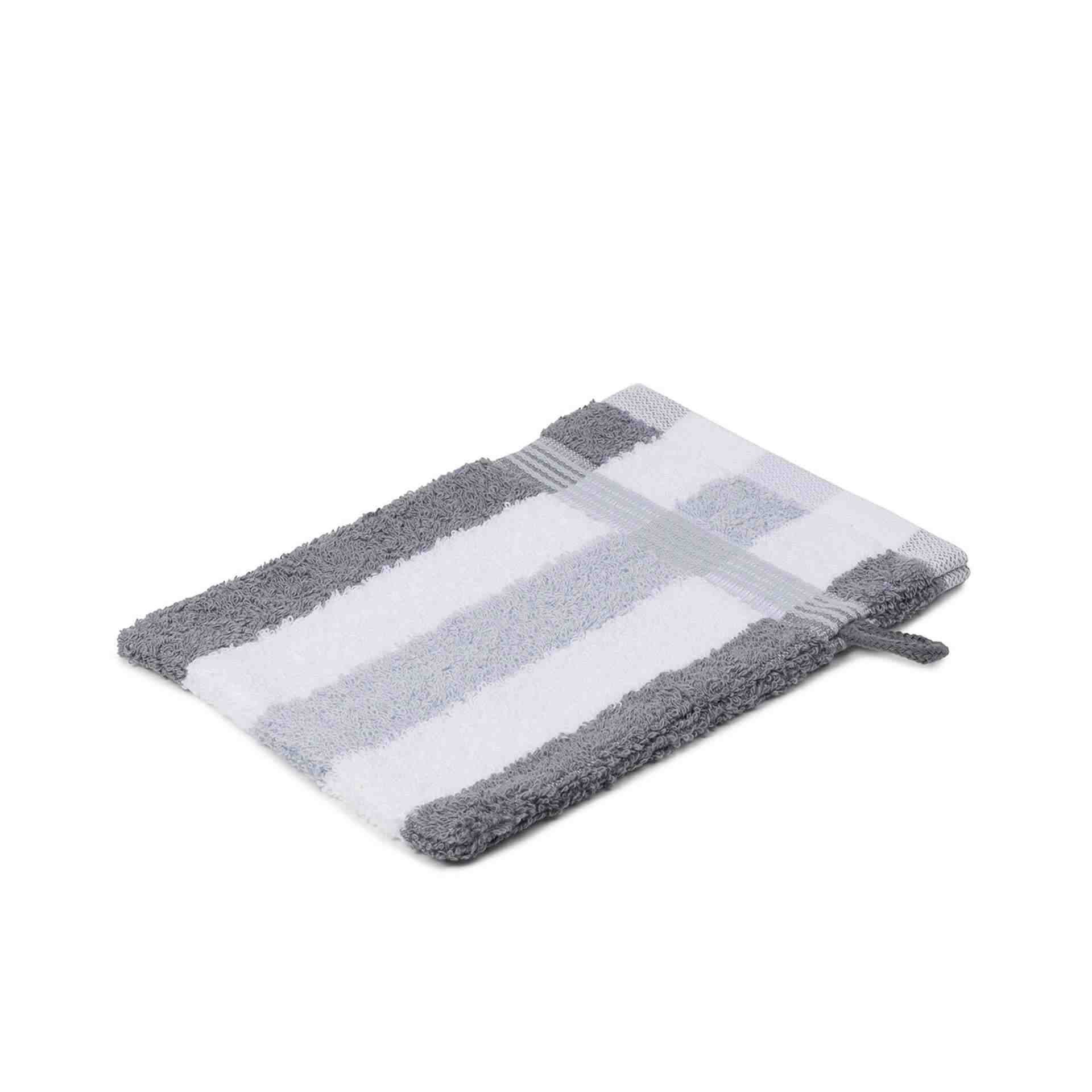 Waschhandschuh - Streifen - Serie NEW YORK - anthrazit / weiß / silber - Abm. 17 x 24 cm - Baumwolle - 555-9101-1-D