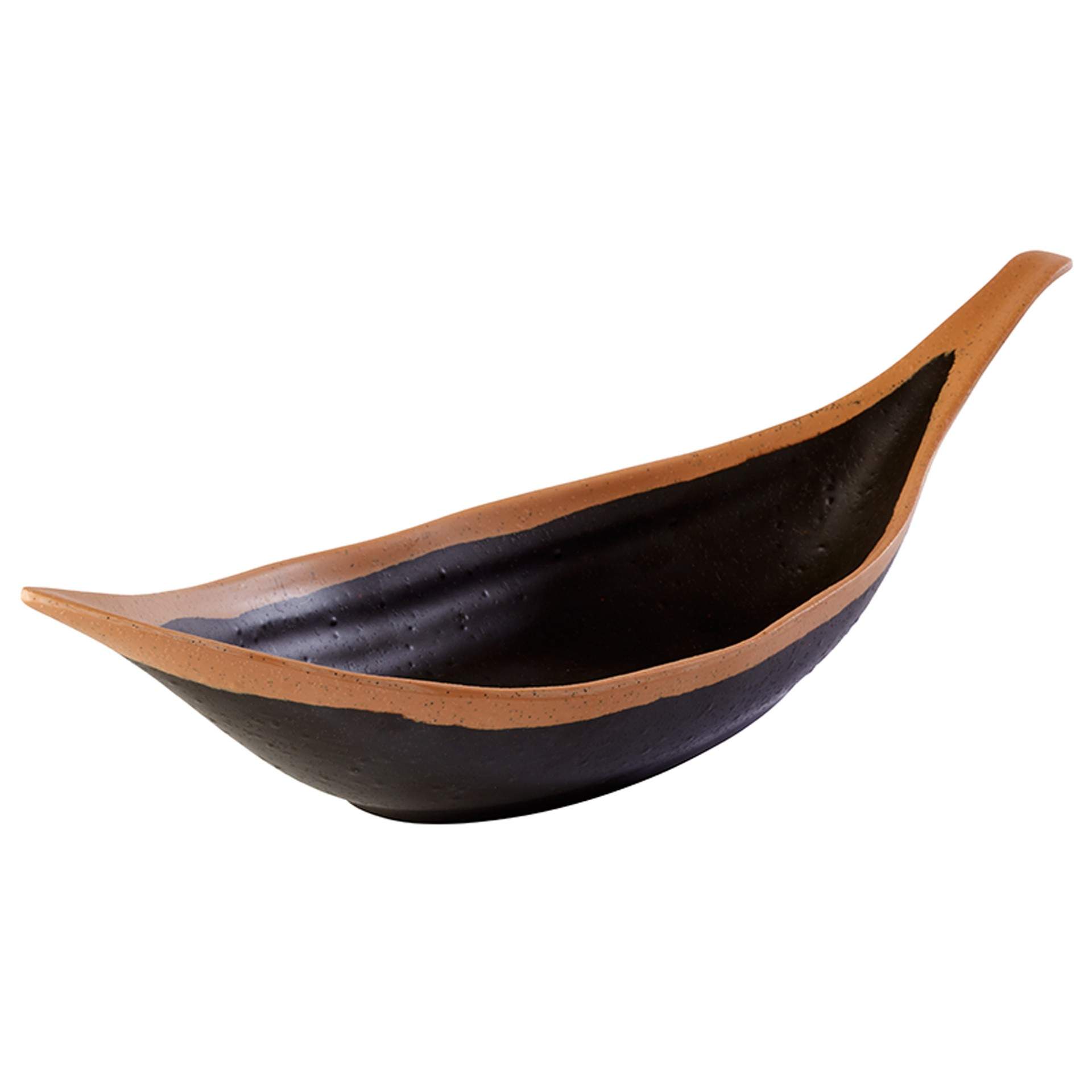 Blattschale - Tonoptik - innen und außen fein-matt - Serie Crocker - braun - längs - Abm. 30,5 x 10 x 7,5 cm - Inhalt 0,17 l - Melamin - 84580-B