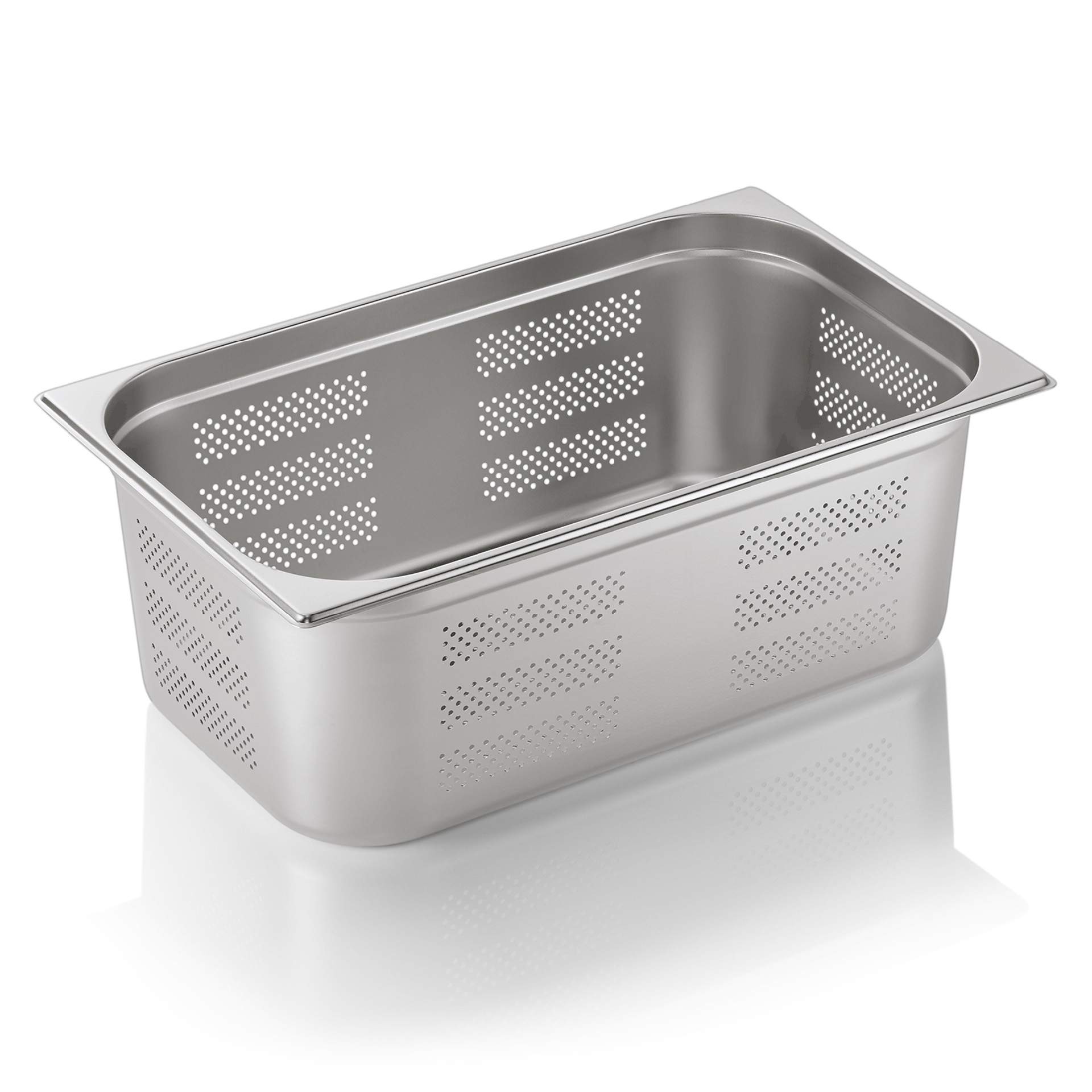 GN-Behälter - GN 1/1 - 200 mm mit Bodenlochung / Seitenlochung - Serie 71 - Chromnickelstahl - 7111200-A