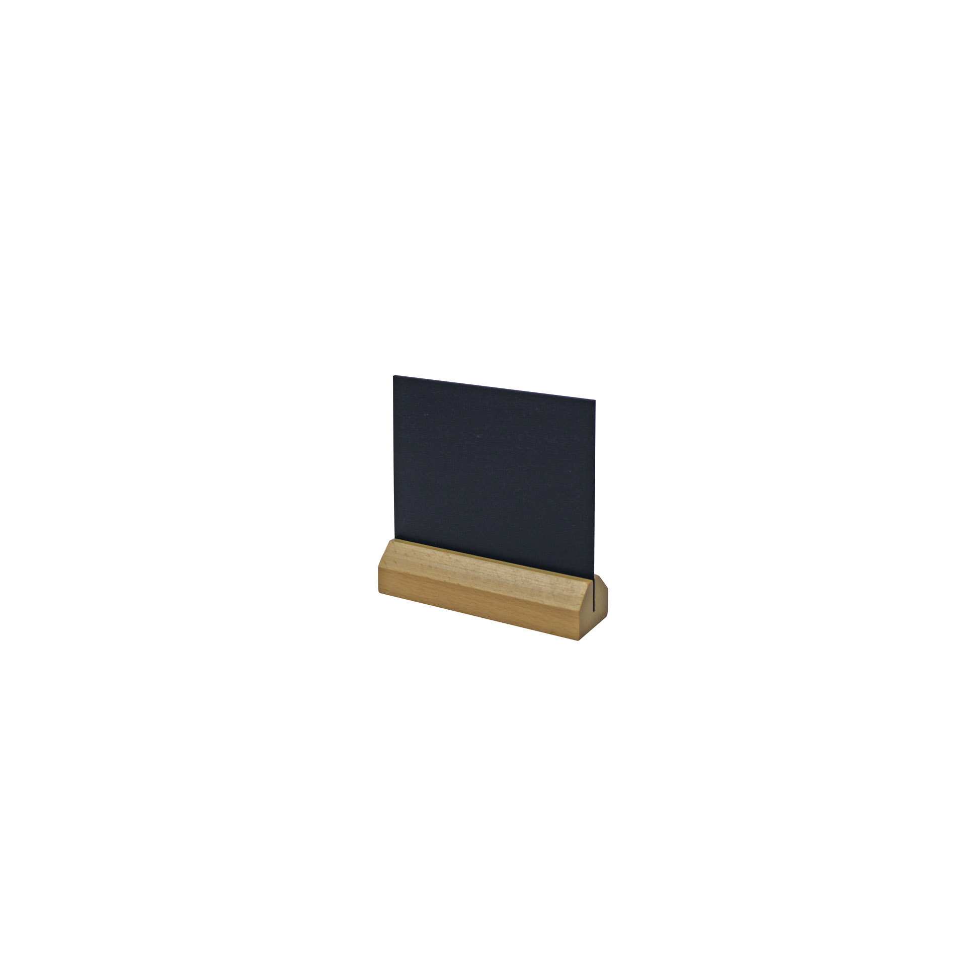 Tischaufsteller - Ausführung: mit lackiertem Naturholzfuß - schwarz - Abm. 4,0 x 14,0 x 14,0 cm - PVC - 198961-C