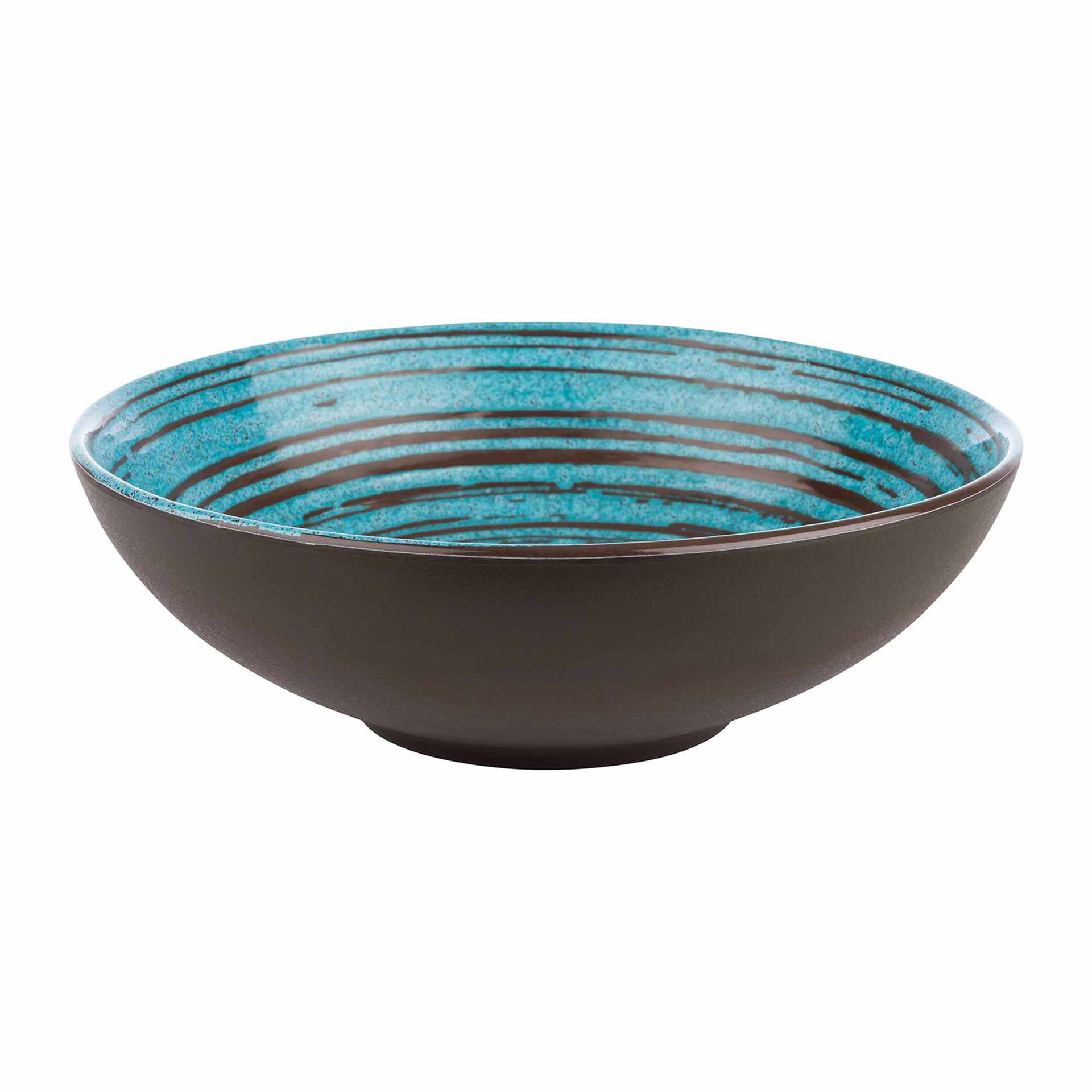 Schale - Serie Cancun - blau / braun / türkis - rund - Höhe 6,5 cm - Ø 20,5 cm - Inhalt 1,0 l - Melamin - 85207-B