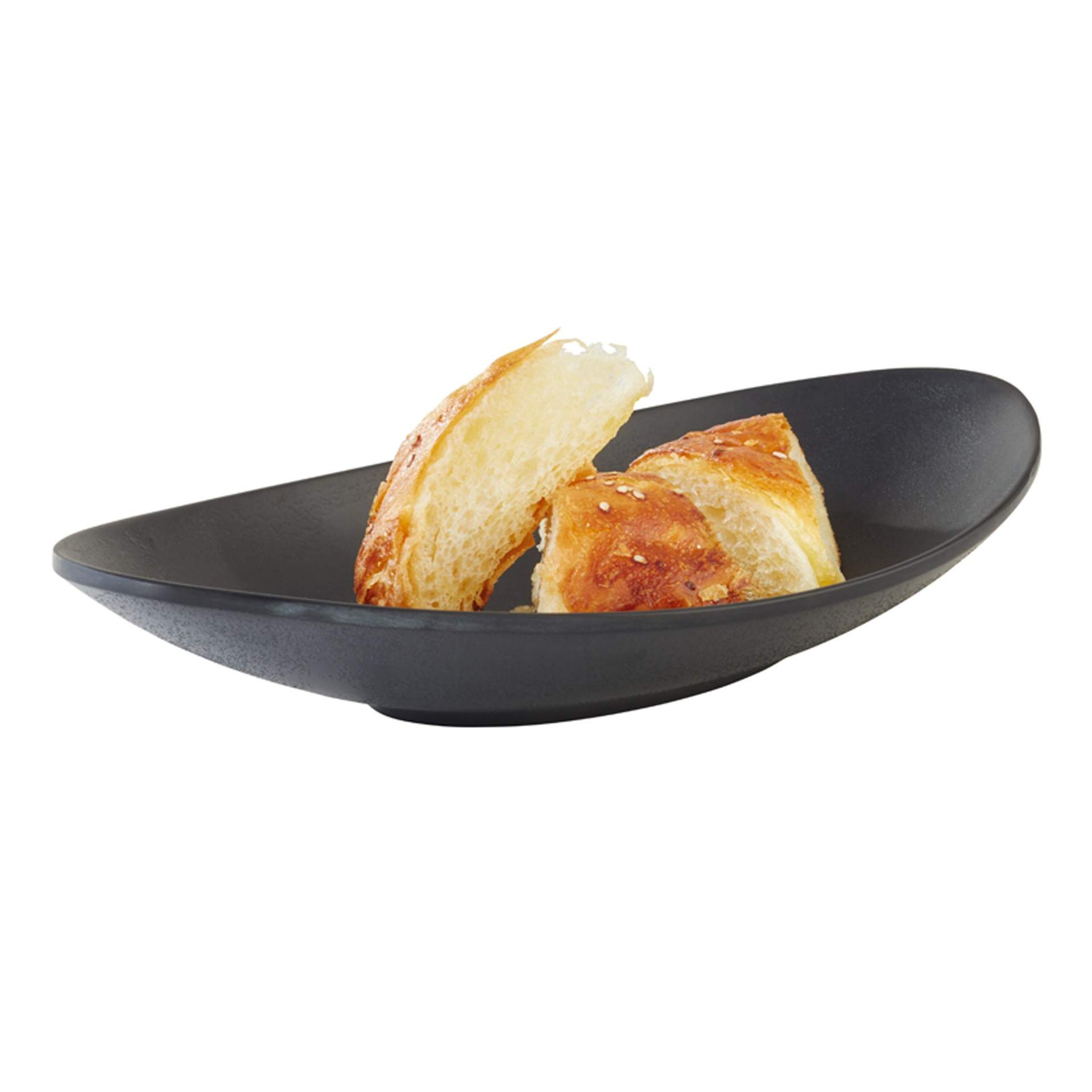 Schale - japanische Steinoptik - Serie Zen - schwarz - längs - Abm. 25 x 13,5 x 4 cm - Inhalt 0,25 l - Melamin - 83735-B