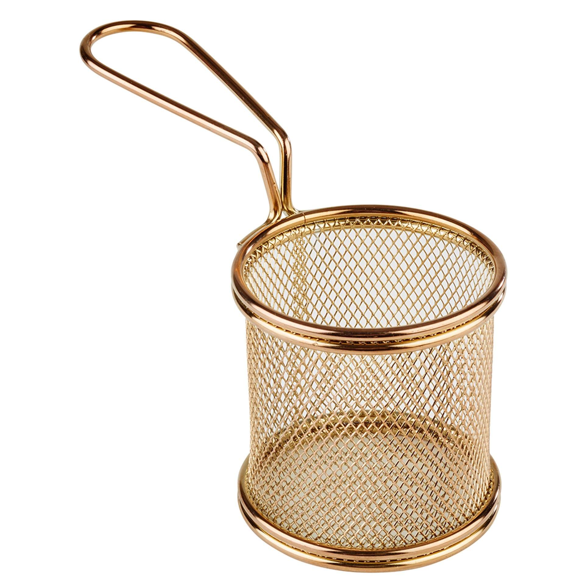 Servier-Frittierkorb - Mini-Edestahlkörbchen - Serie Snack Holder - goldoptik - rund - Abm. 7,5 cm - Ø 8,0 cm - Edelstahl - 40602-B