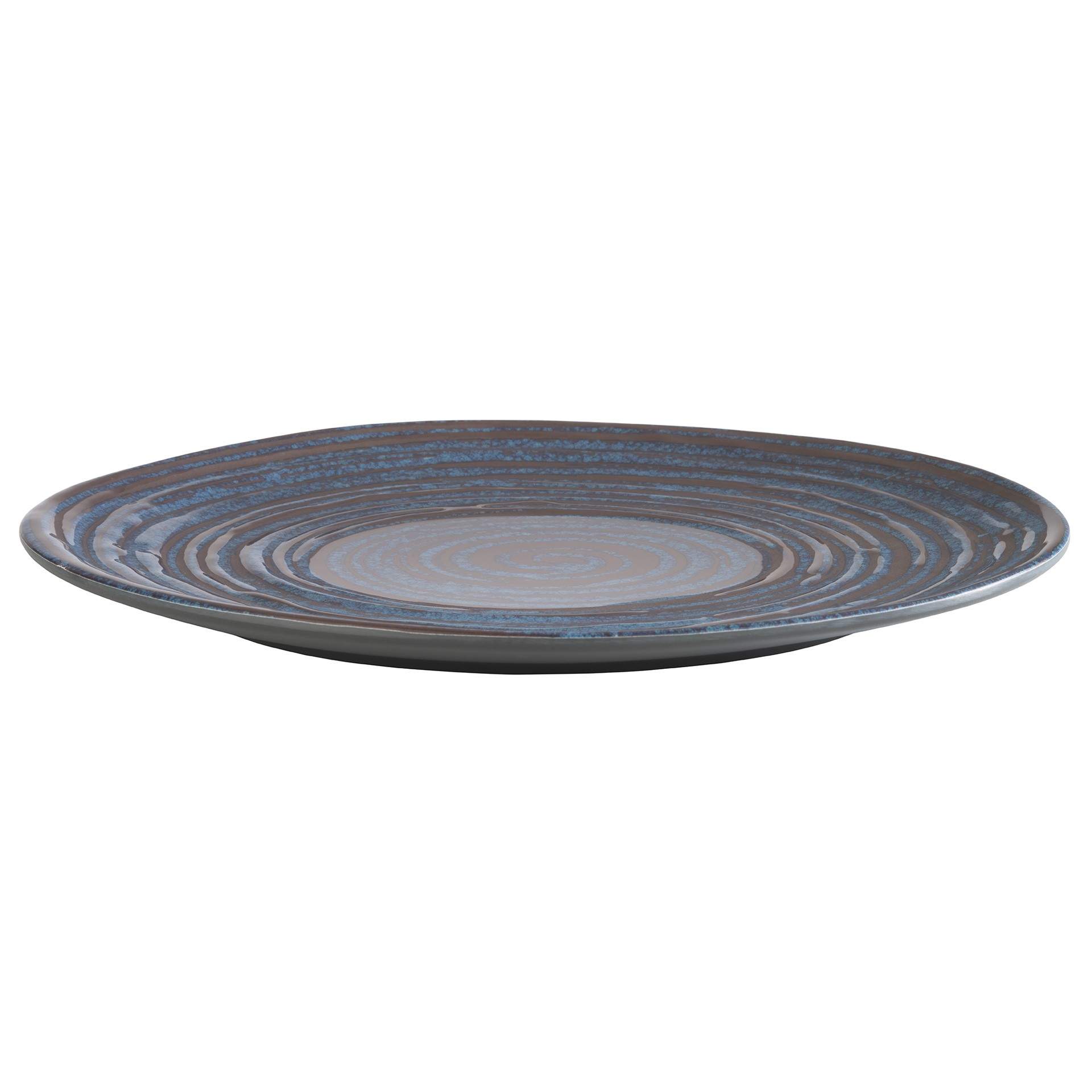 Teller (flach) - Serie Loops - blau / grau - rund - Abm. 2,0 cm - Ø 27,0 cm - Melamin - 85028-B