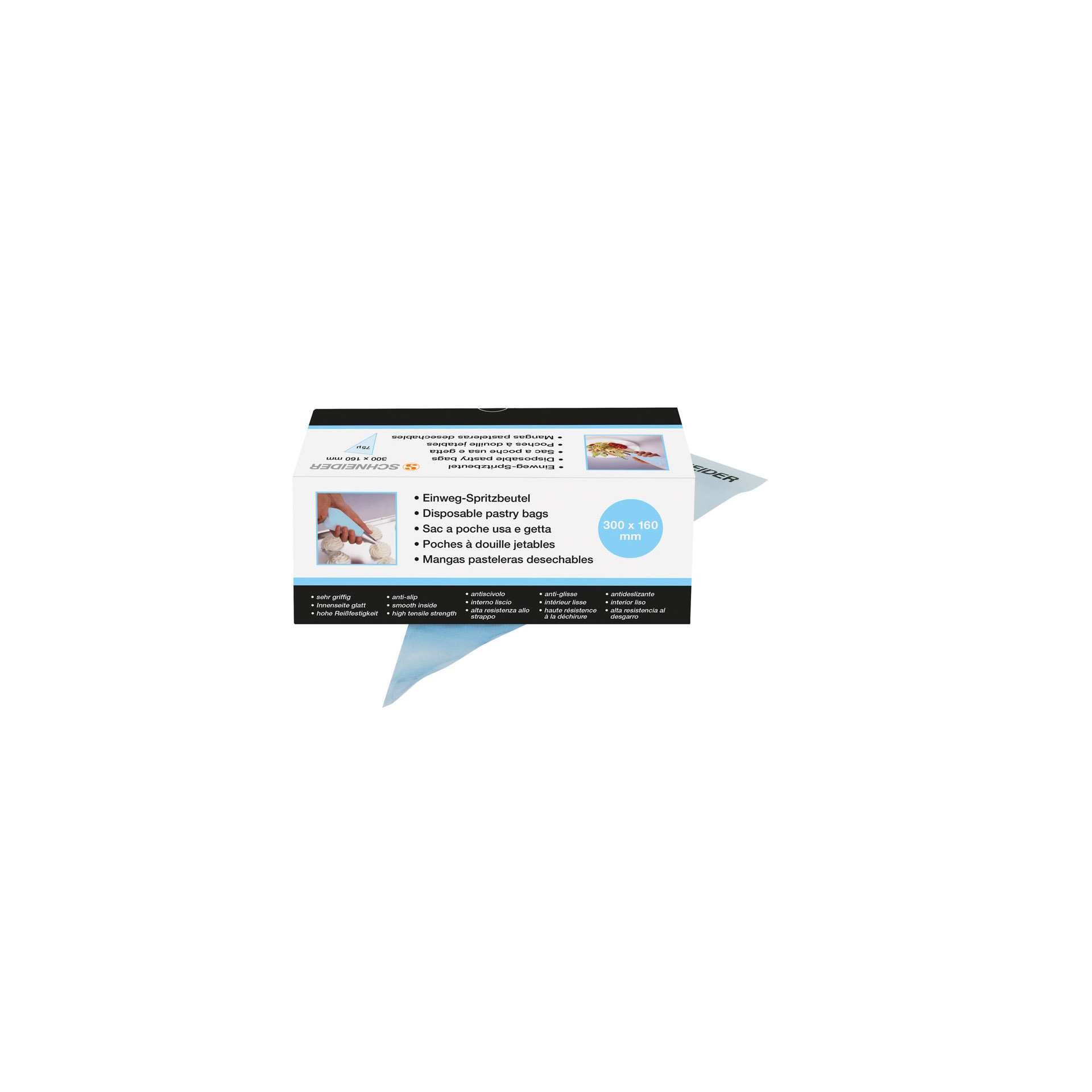 Einweg-Spritzbeutel - gerollt - hellblau - Abm. 30,0 x 16,0 cm - Polyethylen - 391240-C