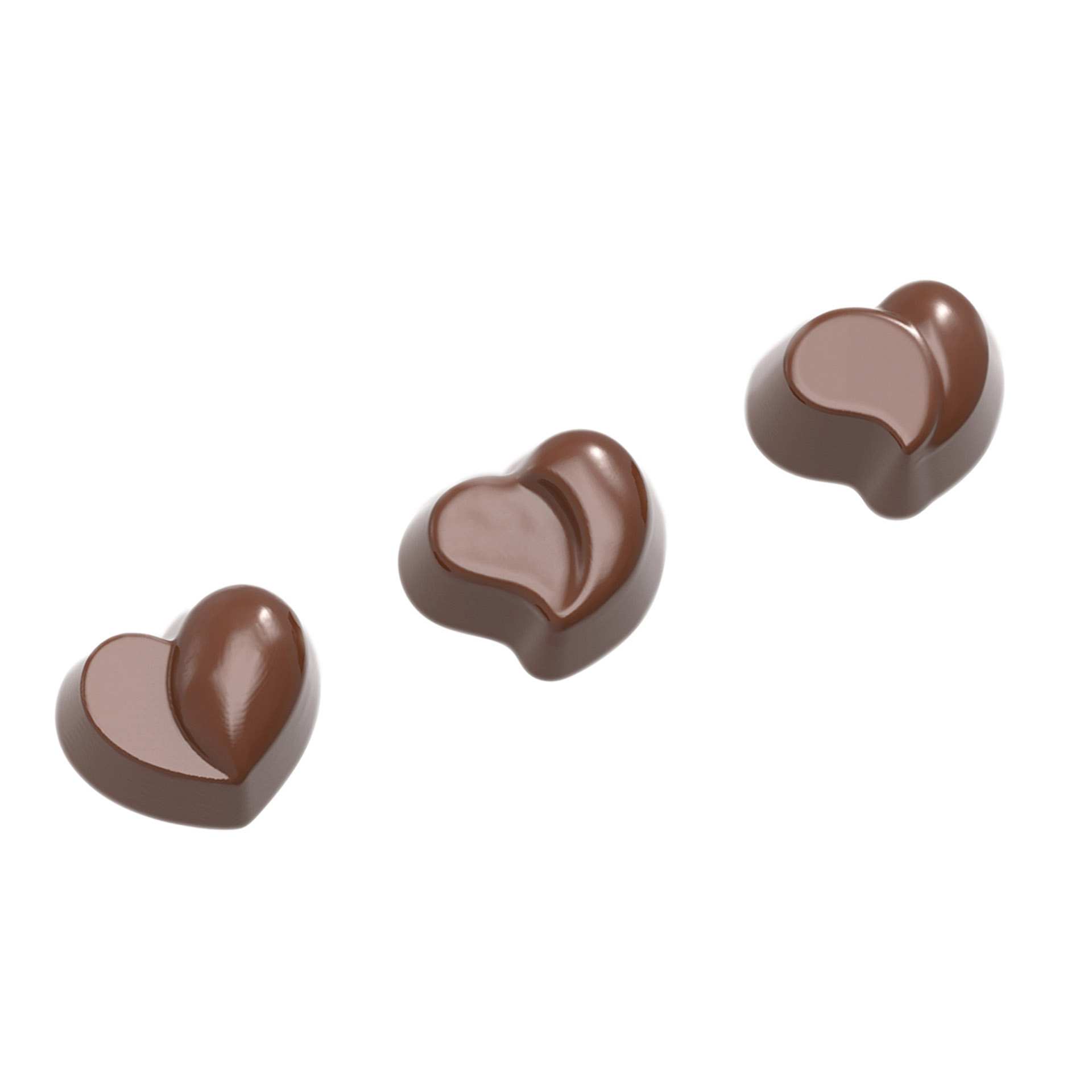 Schokoladen-Form - Herz 3 Figuren - Abm. 27,5 x 13,5 x 2,4 cm - Polycarbonat - 421576-C