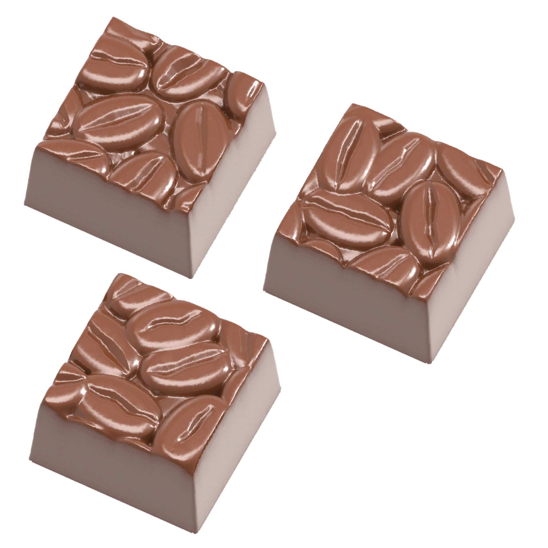 Schokoladen-Form - quadratische Kaffeebohnen - Abm. 27,5 x 13,5 x 2,4 cm - Polycarbonat - 421877-C