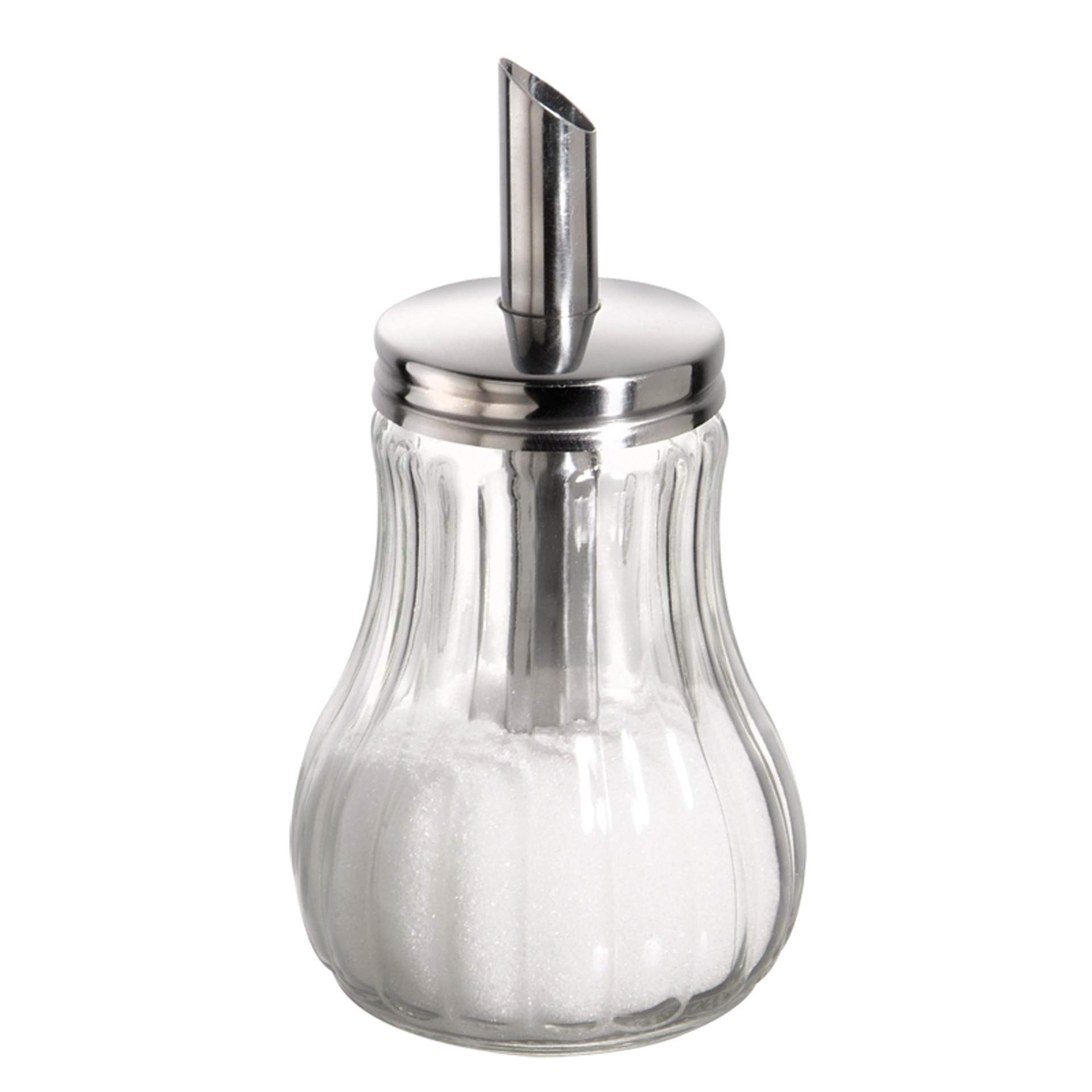 Zuckerdosierer - mit Dosierrohr - bauchig - Abm. 15,0 cm - Ø 8,0 cm - Inhalt 0,25 l - Glas - 40486-B