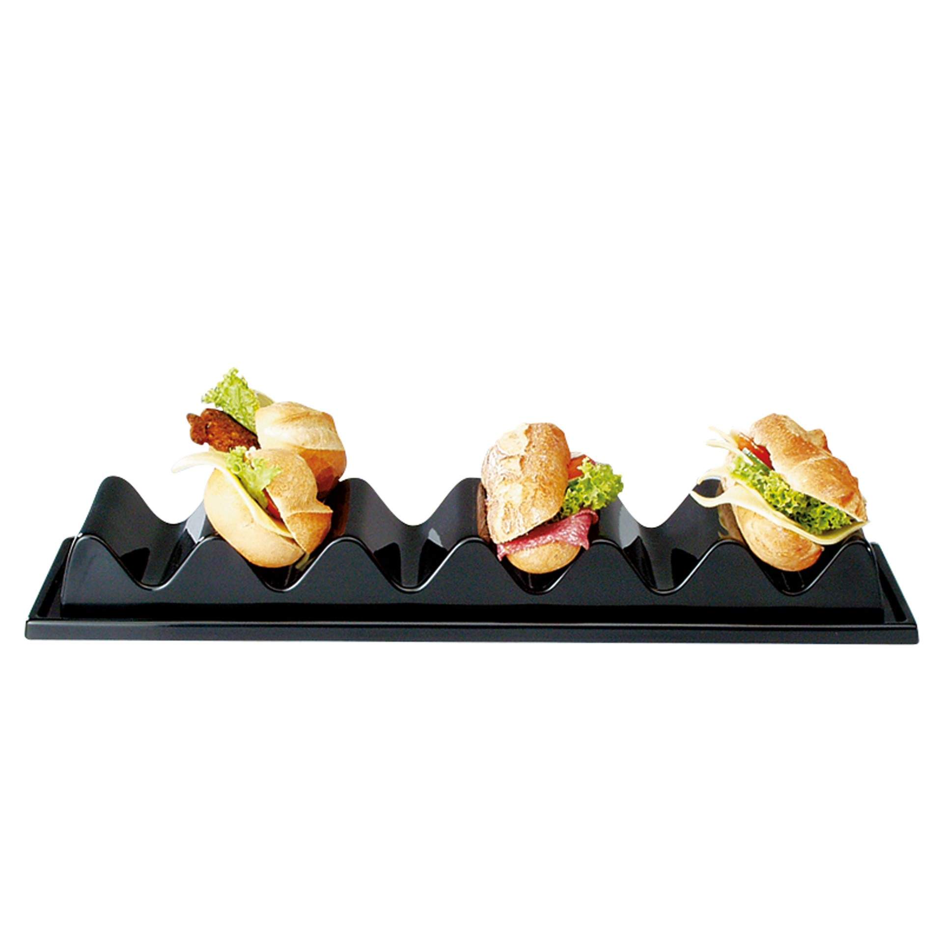 Snackpresenter - 3 Mulden - schwarz - Abm. 29 x 19 x 6,5 cm - Polystyrol - 11887-B