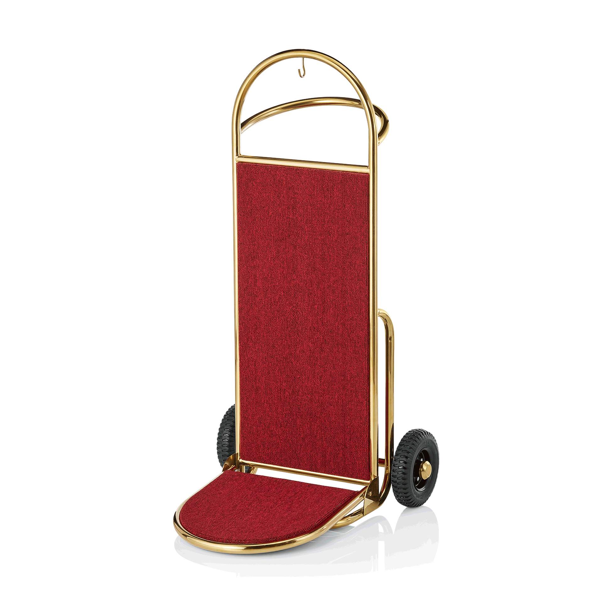 Gepäcktransportkarre - Teppichfarbe: burgunderrot  - gold - Abm. 45 x 74 x 122 cm - Edelstahl - premium Qualität - 2226000-A