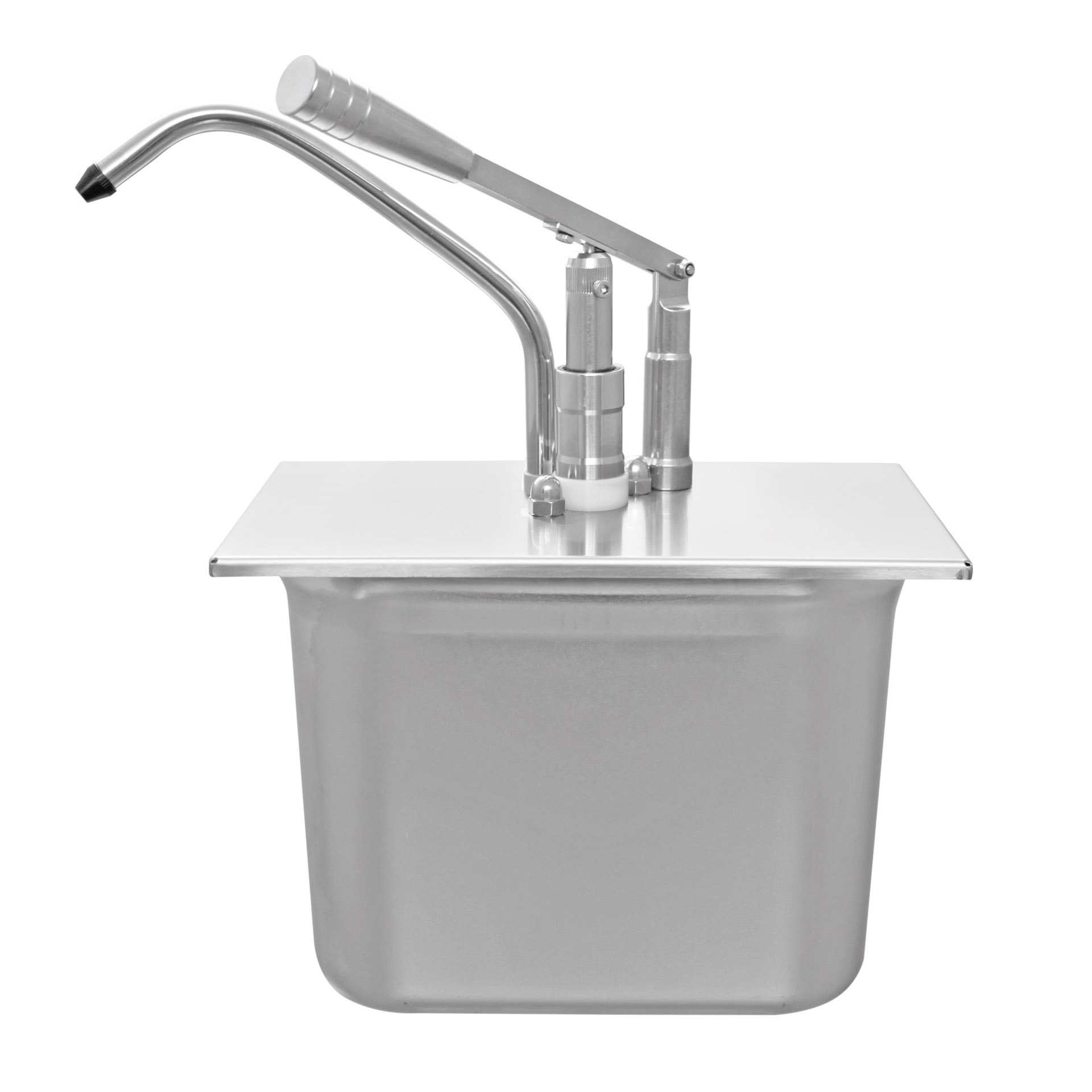 Dosierspender - mit Hebel - Abm. 27,0 x 16,5 x 38,0 cm - GN 1/4 (265 x 162 mm) - 200 mm - Edelstahl / PMMA - 152414-C