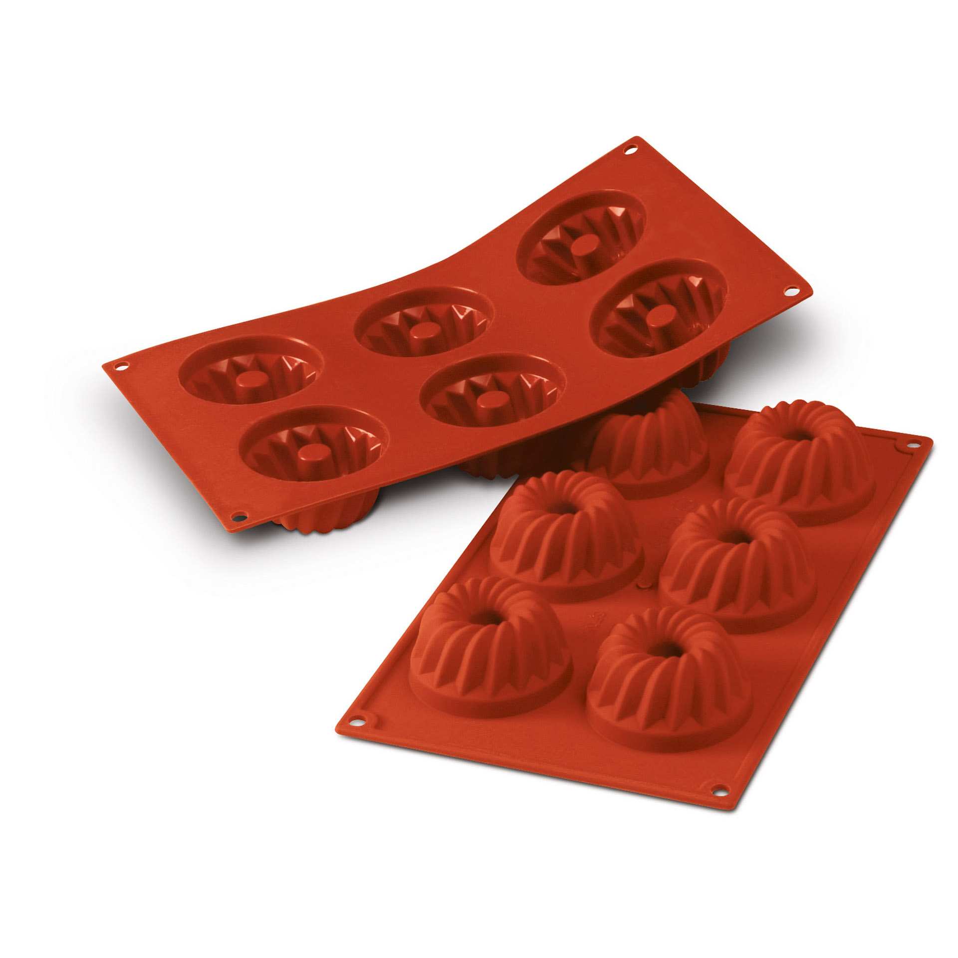 Backform - Gugelhupf - Abm. 17,5 x 30,0 x 4,0 cm - Inhalt 6 x 0,1 l - GN 1/3 (325 x 176 mm) - Silikon - 115227-C