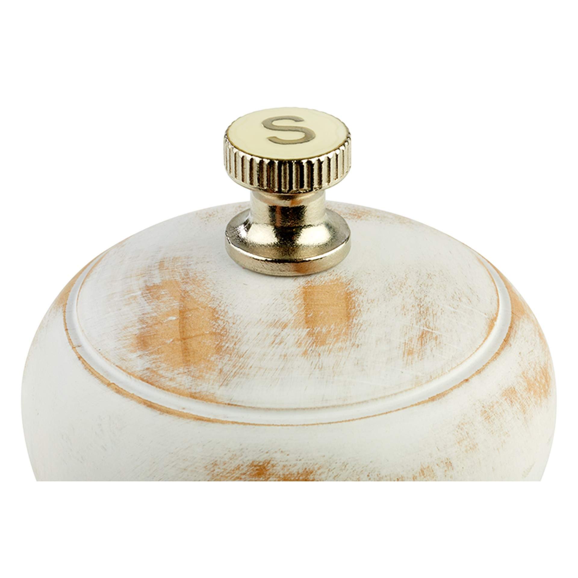Salzmühle - stufenloser Mahlgrad - weiß - Abm. 15,0 cm - Ø 5,5 cm - Buchenholz - 40536-B