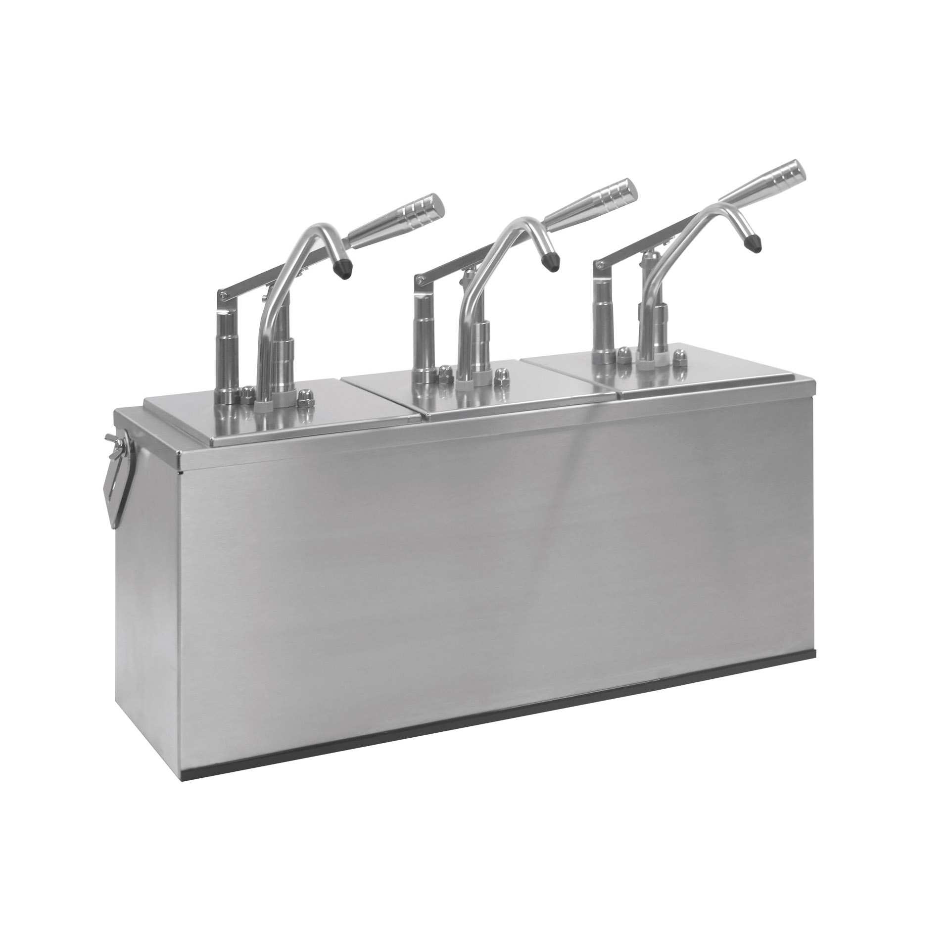 Dosierspender - mit Hebel - Abm. 18,5 x 58,5 x 37,5 cm - Inhalt 3 x 3,0 l - GN 1/6 (176 x 162 mm) - Edelstahl / PMMA - 152419-C