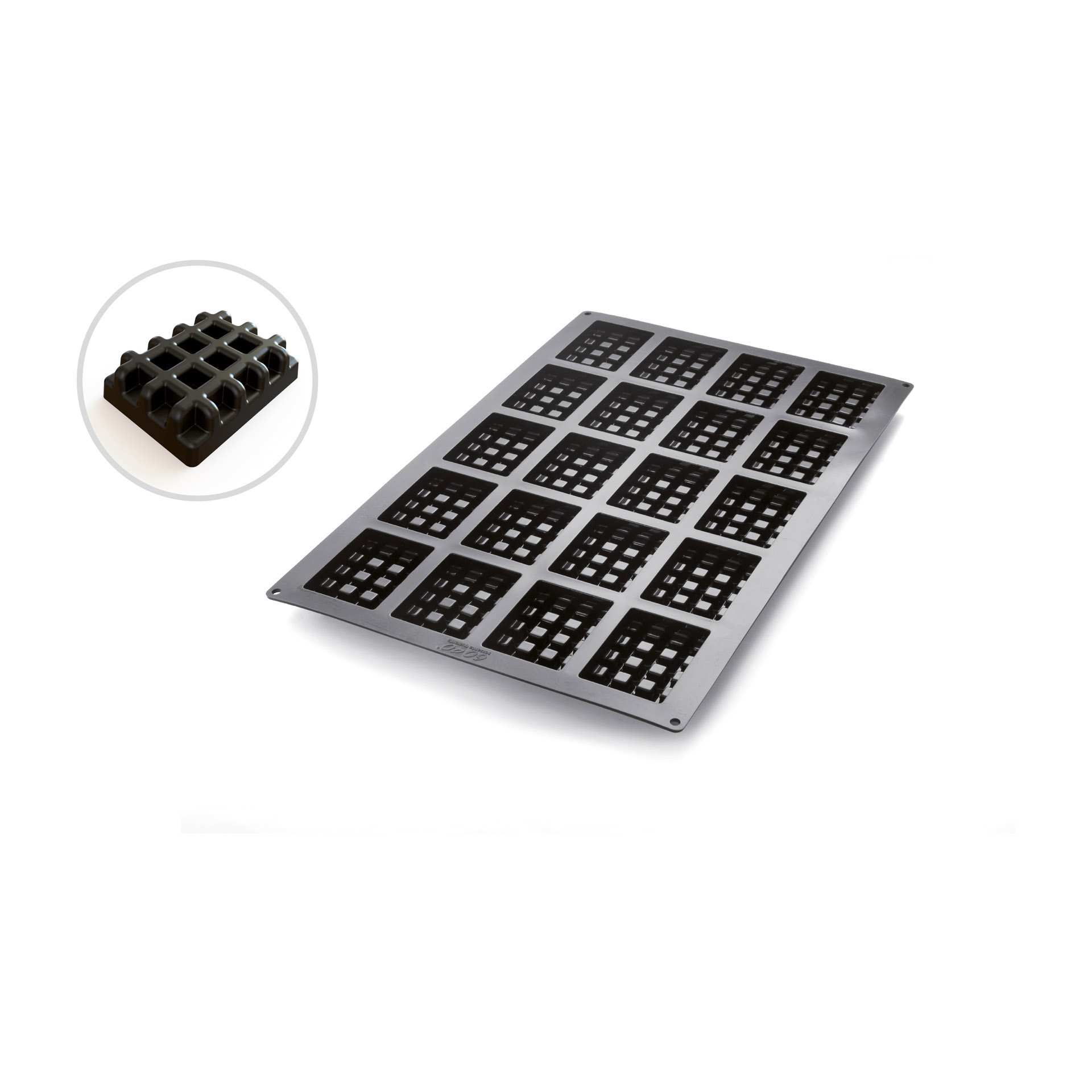Backform - Waffel - Abm. 57,0 x 37,5 x 2,5 cm - Inhalt 20 x 0,113 l - Silikon - 115336-C