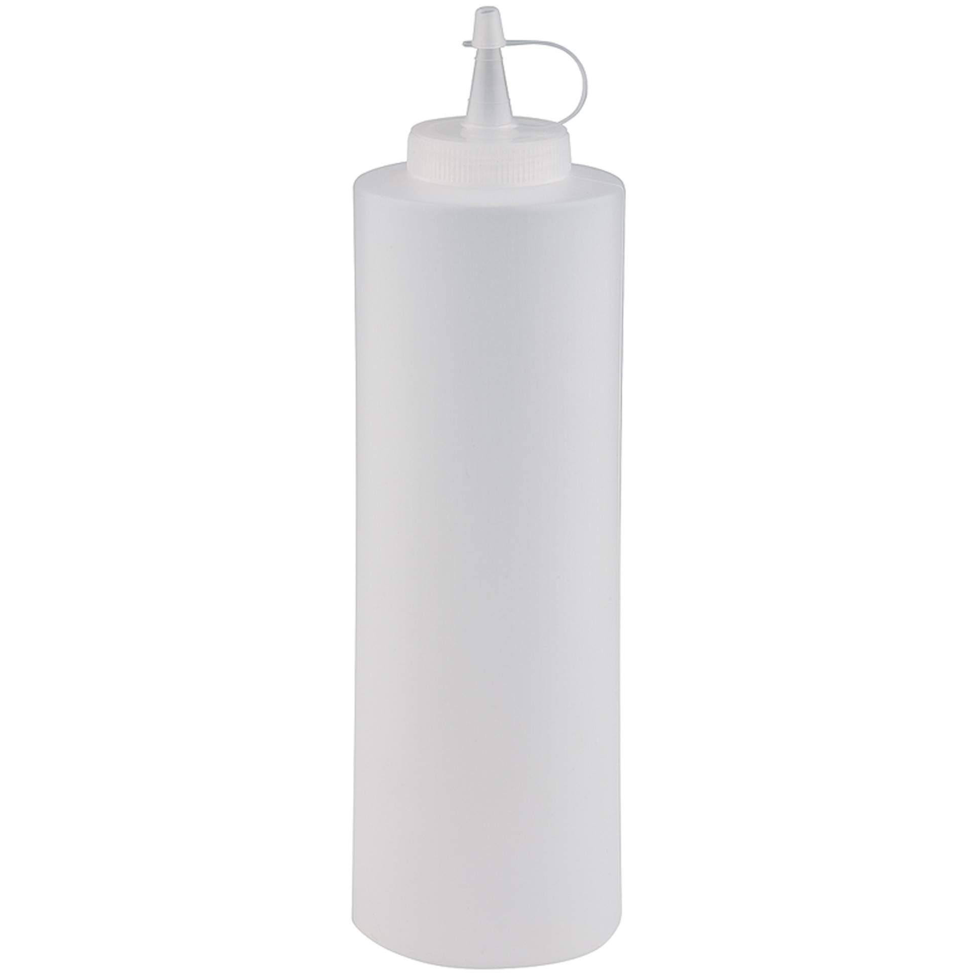 Quetschflasche - mit Verschlusskappe - weiß / klar - Abm. 25,0 cm - Ø 6,5 cm - Inhalt 0,65 l - Polyethylen - 93157-B
